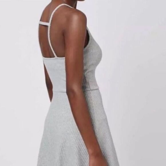 Topshop gray ribbed skater dress size 10 - Picture 3 of 10